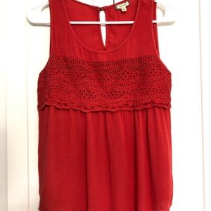Sleeveless Orange with Crocheted Overlay